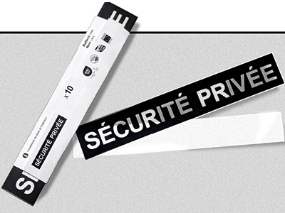 Sachet de 10 transferts Scurit Prive + patch noir avec option Sublistop